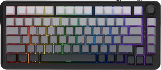 Ajazz AK820 MAX mechanisch toetsenbord 75% – Draadloos Tri-Mode – Hot Swap – 82 toetsen – Grijs