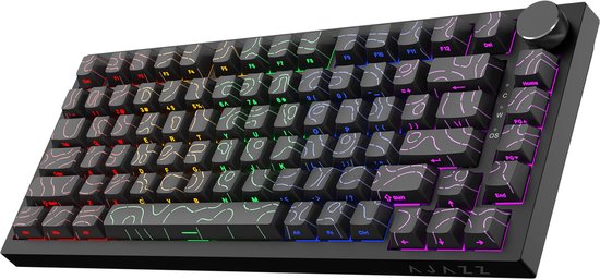Ajazz AK820 – Mechanisch Toetsenbord 75% – Bedraad USB-C Gaming Keyboard – Hot Swap – Compact QWERTY – 82 Keys – Contourlijn zwart