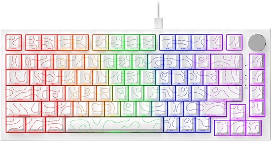Ajazz AK820 – Mechanisch Toetsenbord 75% - 82 Keys - Hot Swap - USB-C - Contourlijn wit