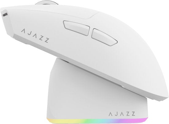 Ajazz AJ139 V2 MC draadloze gaming muis – PAW3311 sensor - 12.000 DPI - Tri-Mode - 64 g - RGB oplaadstation - Wit