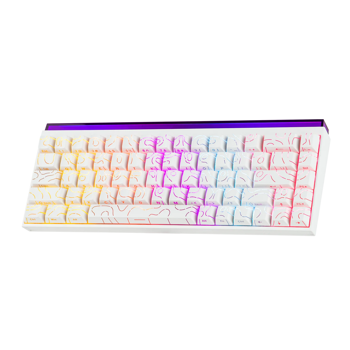 AJAZZ NK68 V2 mechanisch gaming toetsenbord — 65% Compact, RGB, Hot-Swappable, USB-C — Wit Ribbon Design