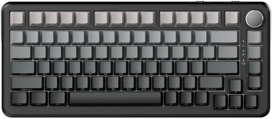 Ajazz AK820 MAX – Mechanisch Toetsenbord 75% RGB – Draadloos Tri-Mode Gaming Keyboard – Hot Swap – Compact QWERTY – 82 Keys – 8000mAh – Zwart/Grijs
