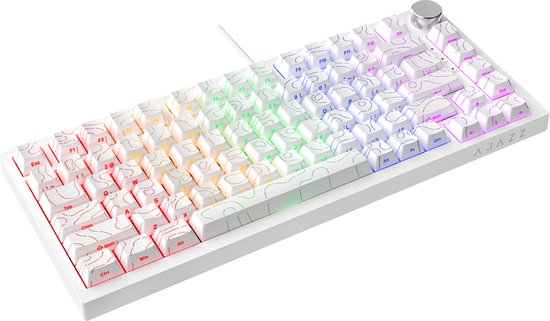 Ajazz AK820 – Mechanisch Toetsenbord 75% – Bedraad USB-C Gaming Keyboard – Hot Swap – Compact QWERTY – 82 Keys – Contourlijn wit