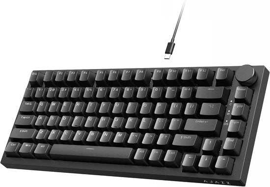 Ajazz AK820 – Mechanisch Toetsenbord 75% – Bedraad USB-C Gaming Keyboard – Hot Swap – Compact QWERTY – 82 Keys – Zwart