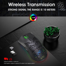 HXSJ T66 Draadloze Gaming Muis Zwart – RGB, Oplaadbaar, 3600 DPI, 6 Knoppen