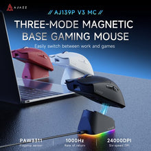 Ajazz AJ139 V2 MC draadloze gaming muis – PAW3311 sensor - 12.000 DPI - Tri-Mode - 64 g - RGB oplaadstation - Wit