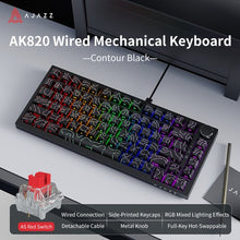 Ajazz AK820 – Mechanisch Toetsenbord 75% – Bedraad USB-C Gaming Keyboard – Hot Swap – Compact QWERTY – 82 Keys – Contourlijn zwart