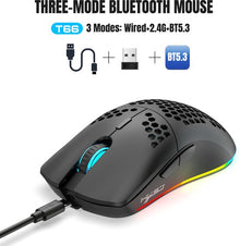HXSJ T66 Draadloze Gaming Muis Zwart – RGB, Oplaadbaar, 3600 DPI, 6 Knoppen