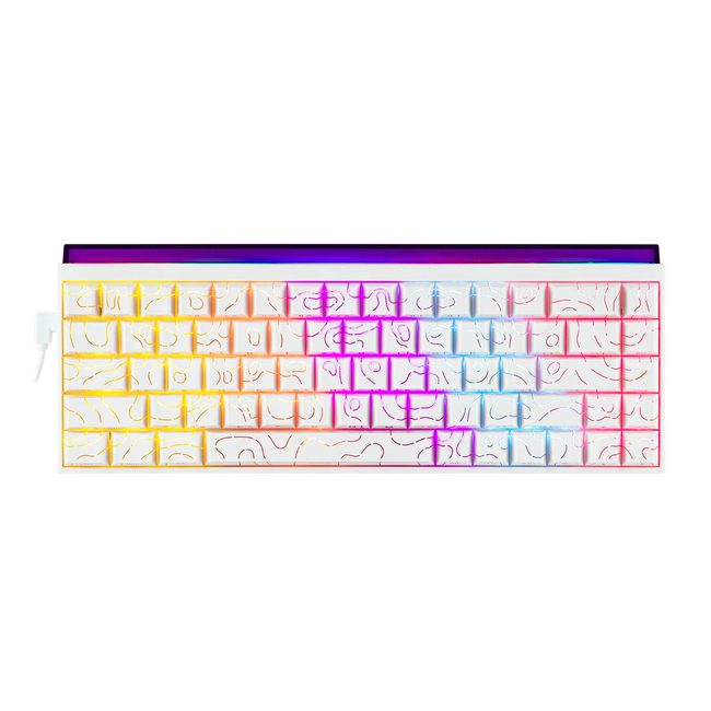 AJAZZ NK68 V2 mechanisch gaming toetsenbord — 65% Compact, RGB, Hot-Swappable, USB-C — Wit Ribbon Design