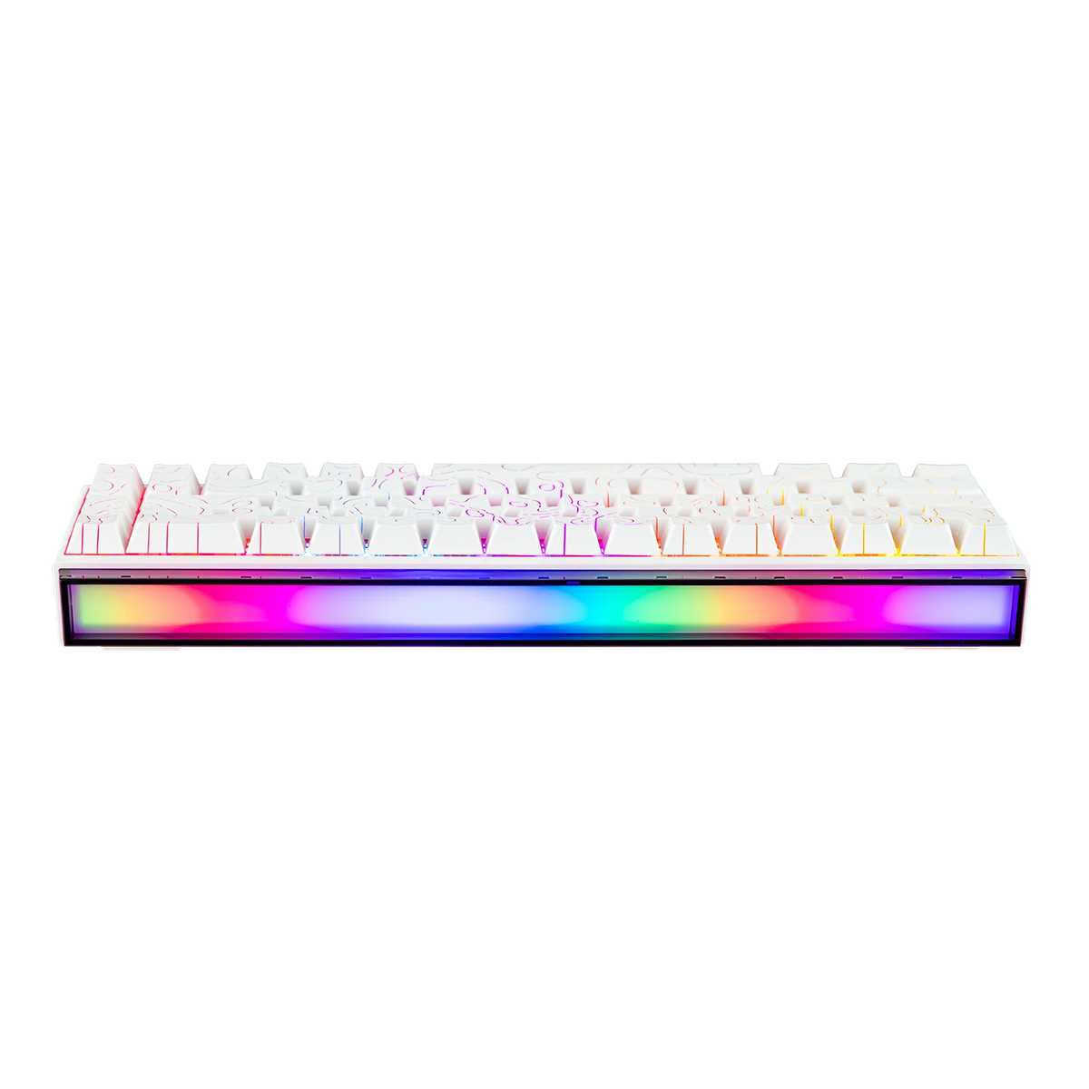 AJAZZ NK68 V2 mechanisch gaming toetsenbord — 65% Compact, RGB, Hot-Swappable, USB-C — Wit Ribbon Design