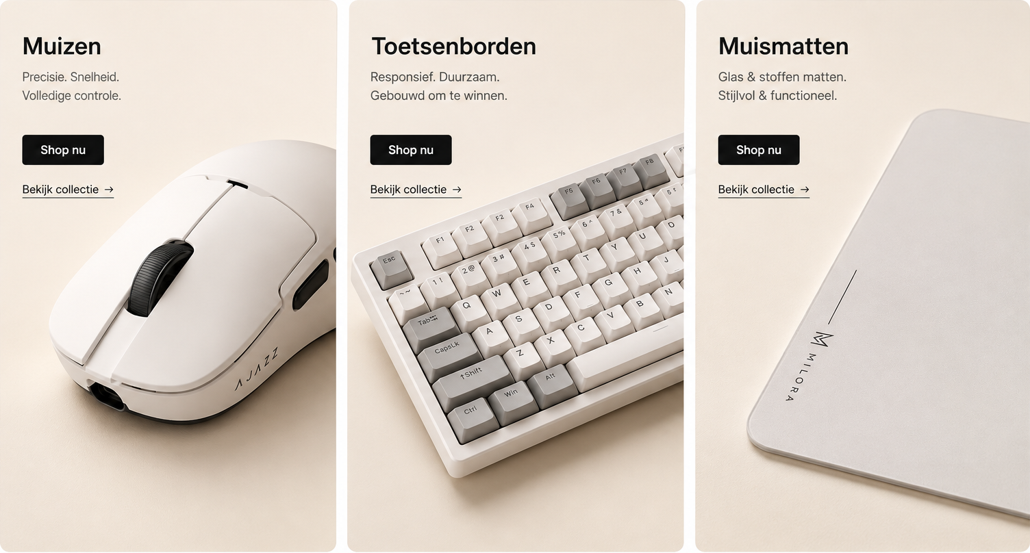 Muizen, toetsenborden en muismatten van MILORA